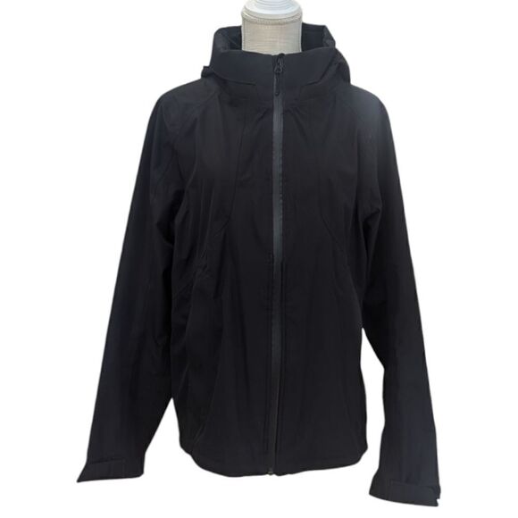 Sandro Paris Polyester Soft Shell Jacket Hooded Stowaway Black Size XL